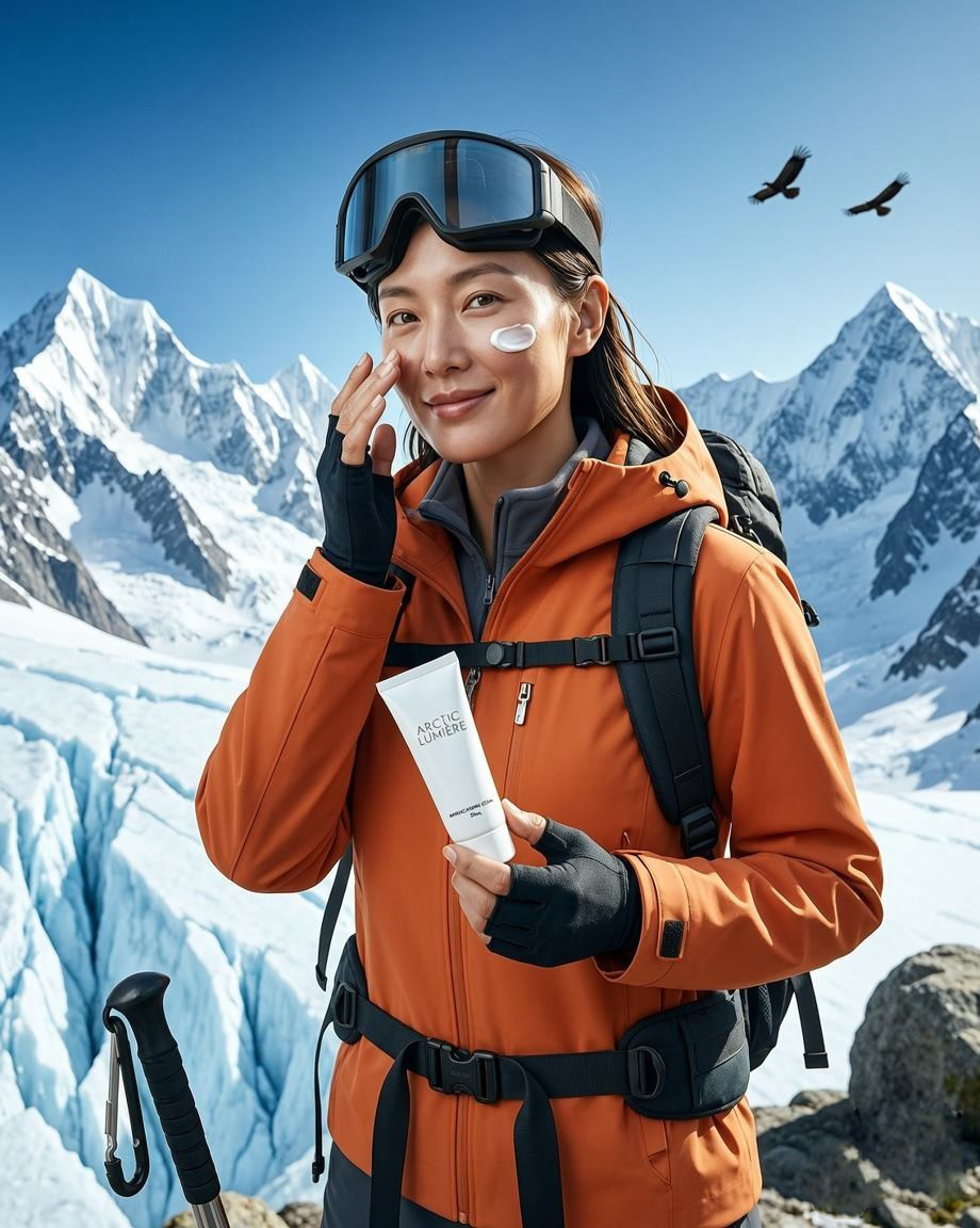 雪山徒步途中进行产品实测的会员